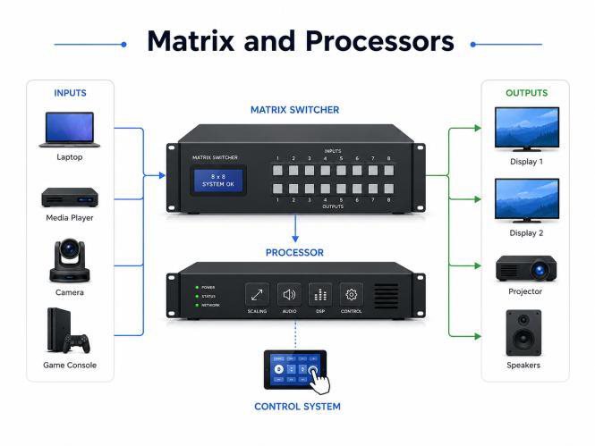 Matrix switchers and processors