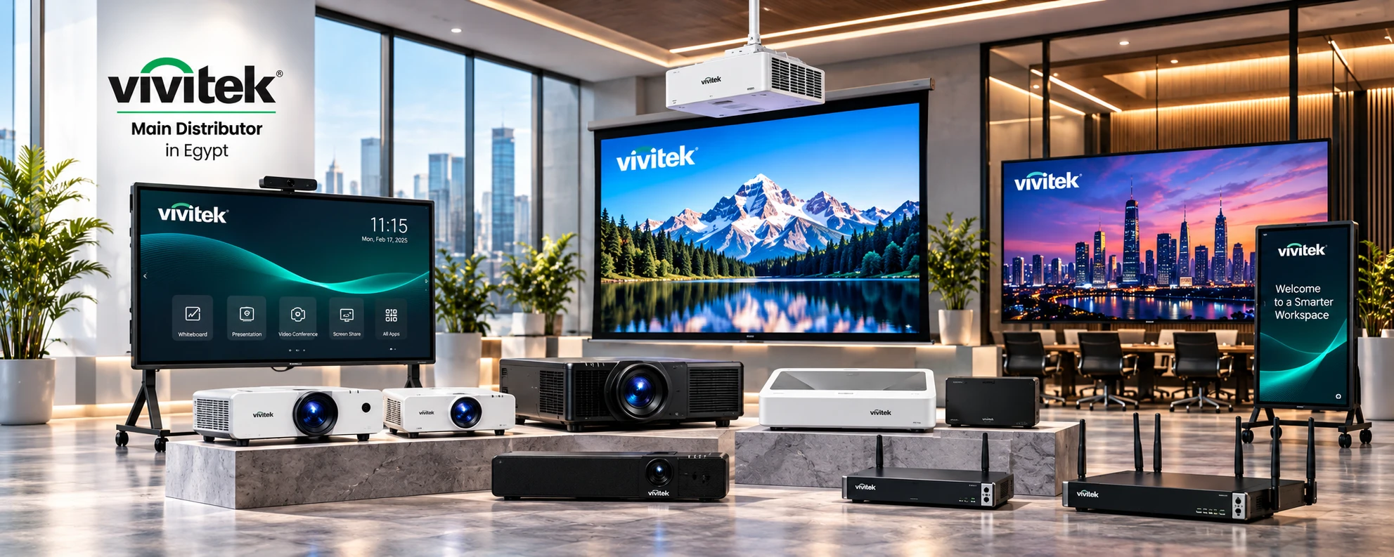 Vivitek, main distributor in Egypt: projectors, interactive flat panels, NovoConnect, NovoDS and LED displays