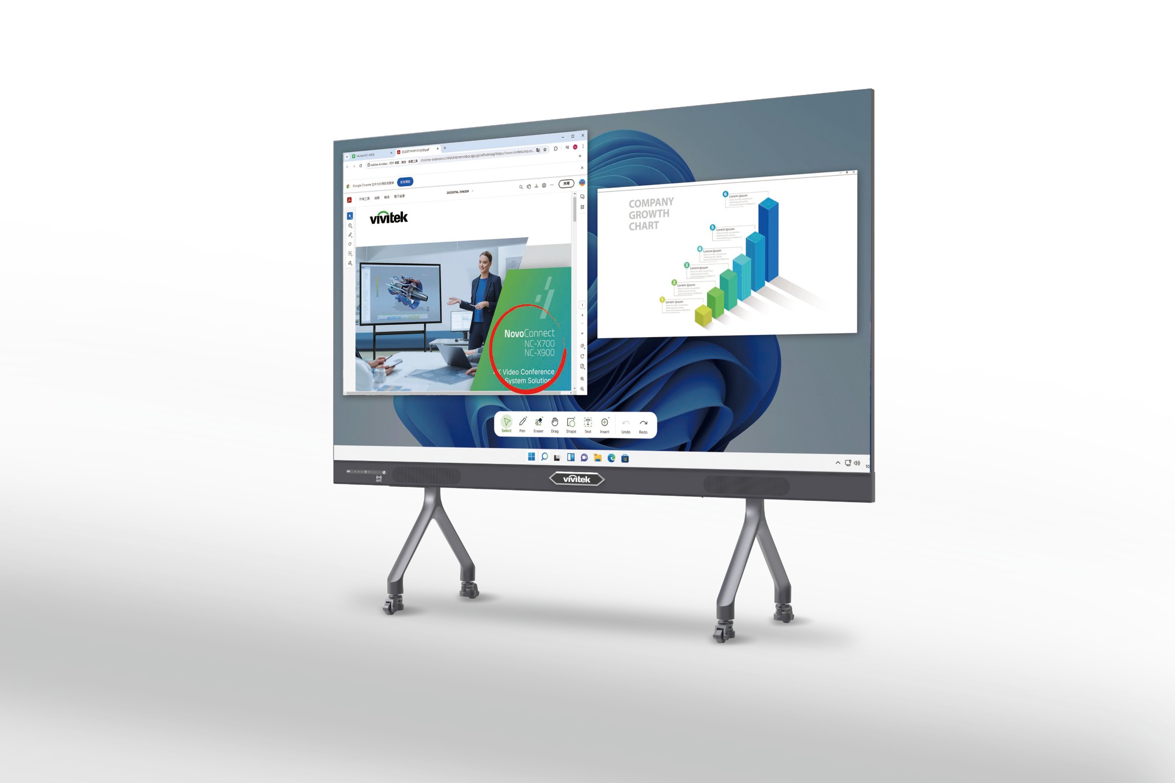 Vivitek NovoWall all-in-one LED display on a mobile stand