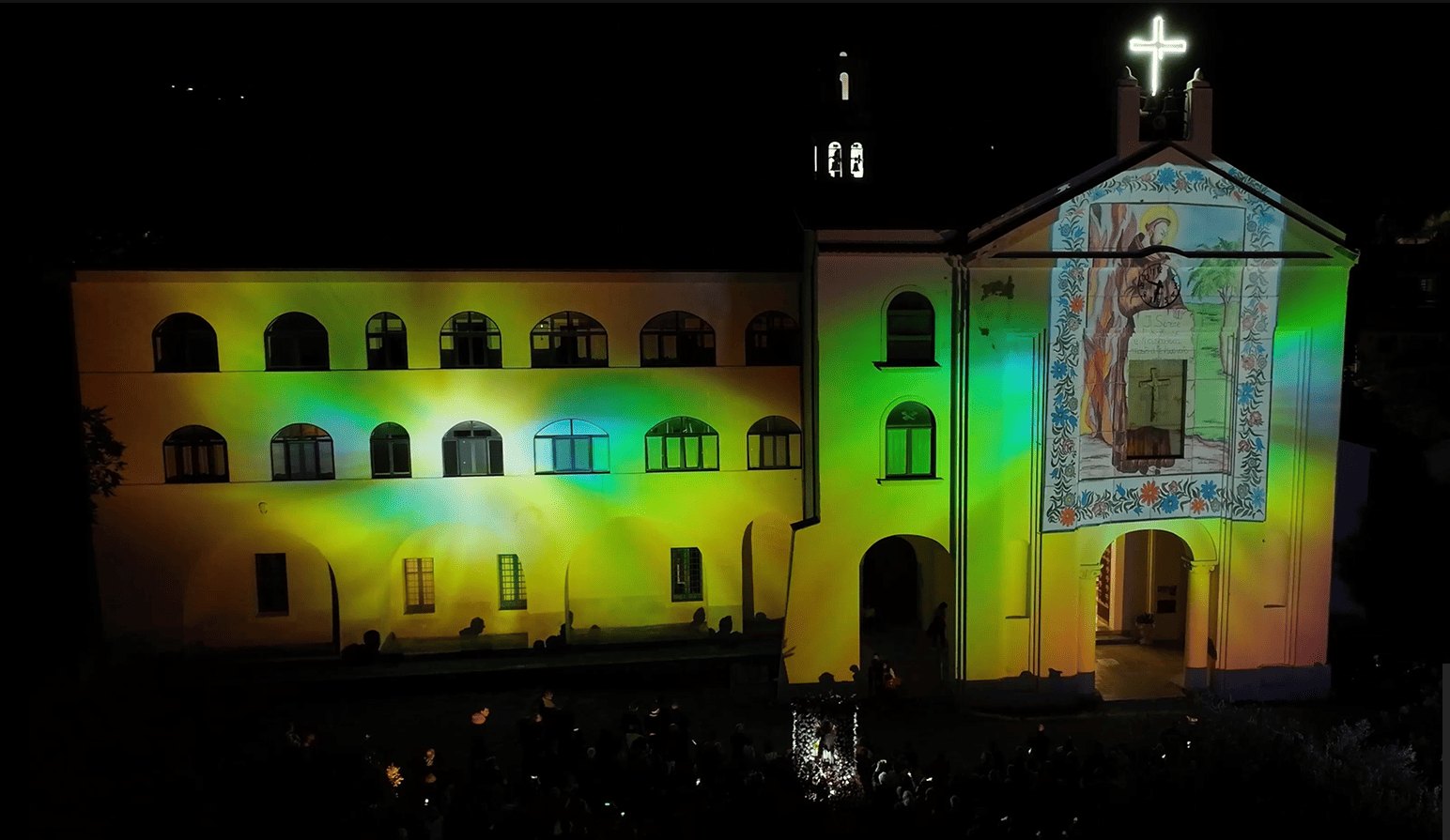 Projection mapping on a historic building in Pompeii